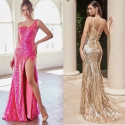 New With Tags One Shoulder Sequin Long Formal Dress & Prom Dress $225
