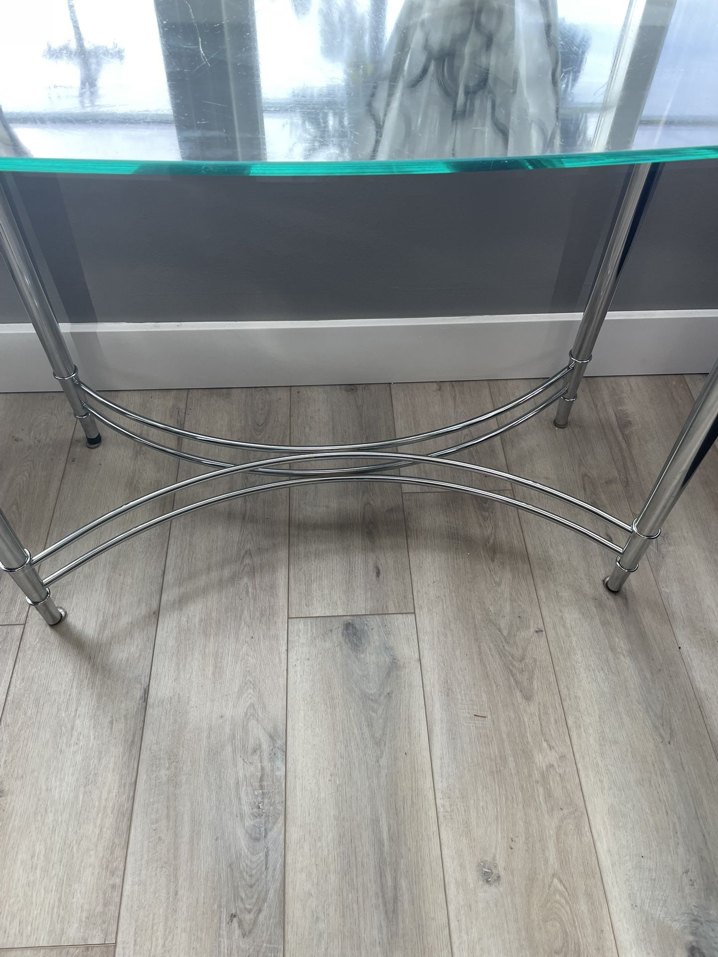 4 Pc Glass And Chrome Table Living Room Set