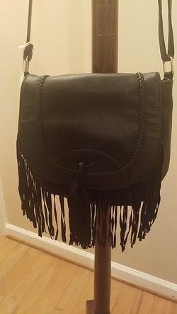 Brand new fringed leather bag