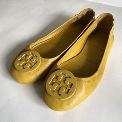 Tory Burch Flats Slip On Shoes Size 8.5 M Yellow Summer Flip Flops 