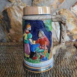 Vintage German Style Beer Stein Hand Painted Tankard