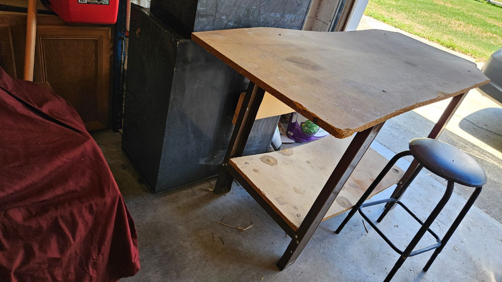 WORK TABLE  5ft X 2ft , WITH STOOL, Easily Assembled , GOOD CONDITION 