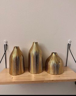 （new inbox）Gold Vase Set of 3, Ceramic Small Vases Decor for Flowers Thumbnail