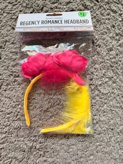 Regency Romance Headband with Flowers and Feathers Halloween costume