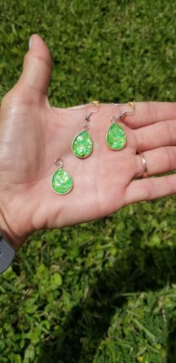 Green Faux Opal jewelry set