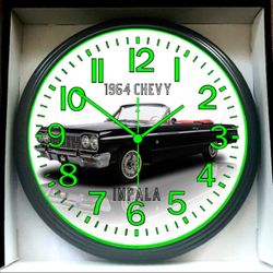 1964 Chevy Impala SS Glow In The Dark Wall Clock New!