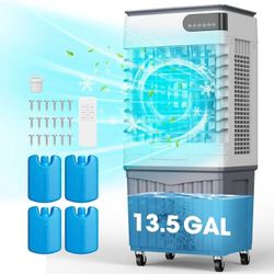 Evaporative Air Cooler, 3d Cooling, 13.5 Gallon Tank, 3 Speeds, 12 Hour Timer, 4 Ice Boxes, Indoor or Outdoor Use brand new in box $165 H115（2）