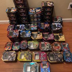 Lot of 100 empty Pokemon metal Tin boxes
