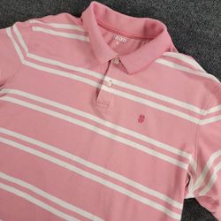 IZOD Polo Shirt Mens XL Pink White Striped Short Sleeve Golf Casual