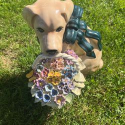 Ceramic Flowers Dog For House Decoration 