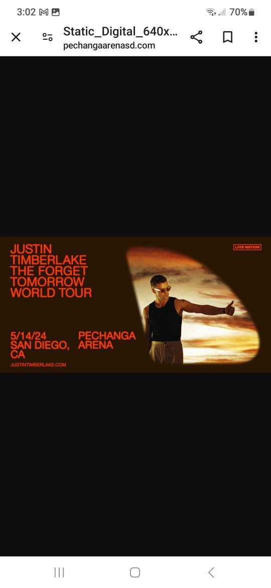 Justin Timberlake Tickets May 14th Pechanga Arena