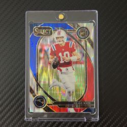 2024 Panini Select Drake Maye Red & Blue Prizm Shock Club Level #218 (RC)