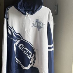 New- Size XL Unisex- Blue And White Dallas Cowboy Drawstring Polyester Sweatshirt/Hoodie- Christmas Gift Idea (RV $60) 