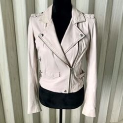 IRO, ASHVILLE , LAMB LEATHER BIKER JACKET, RALE PINK SIZE 38