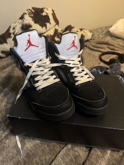 Air Jordan 5 Black White Red Sneakers