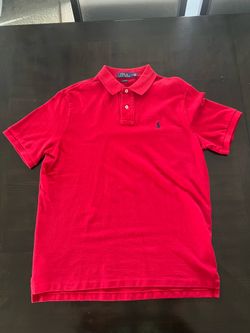 Polo Ralph Lauren Red Solid Short Sleeve Logo Collared Polo Shirt M