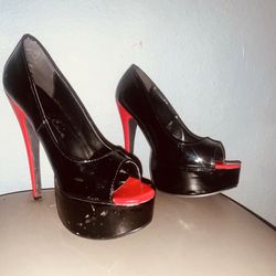 Size 10 red and black stiletto shoes