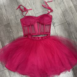 Vibrant Pink Tulle Corset Dress