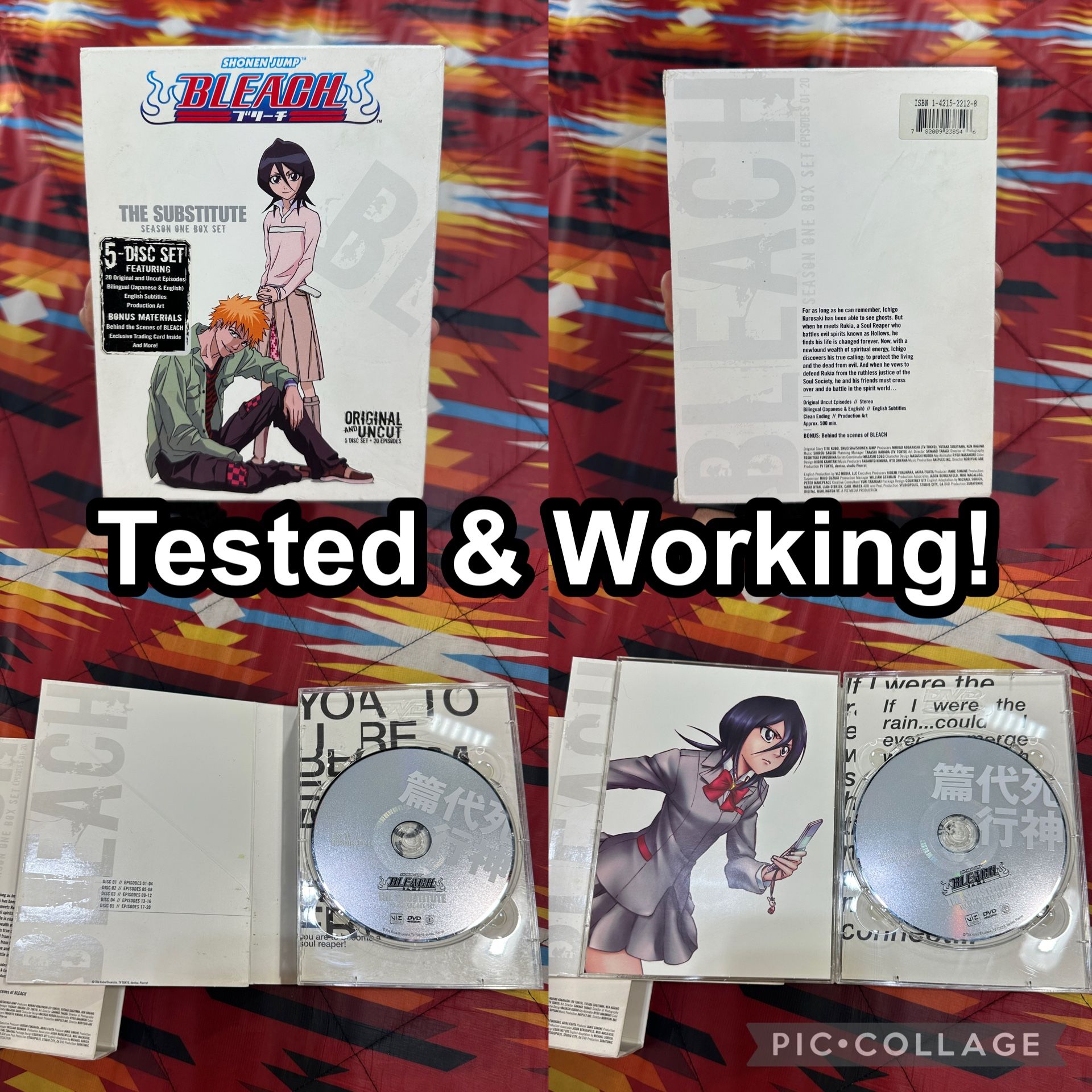 Bleach The Substitute Season 1 Box 5 Disc DVD Set Shonen Jump 20 Episodes TESTED