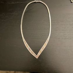 925 Silver Tri Color Choker Necklace 
