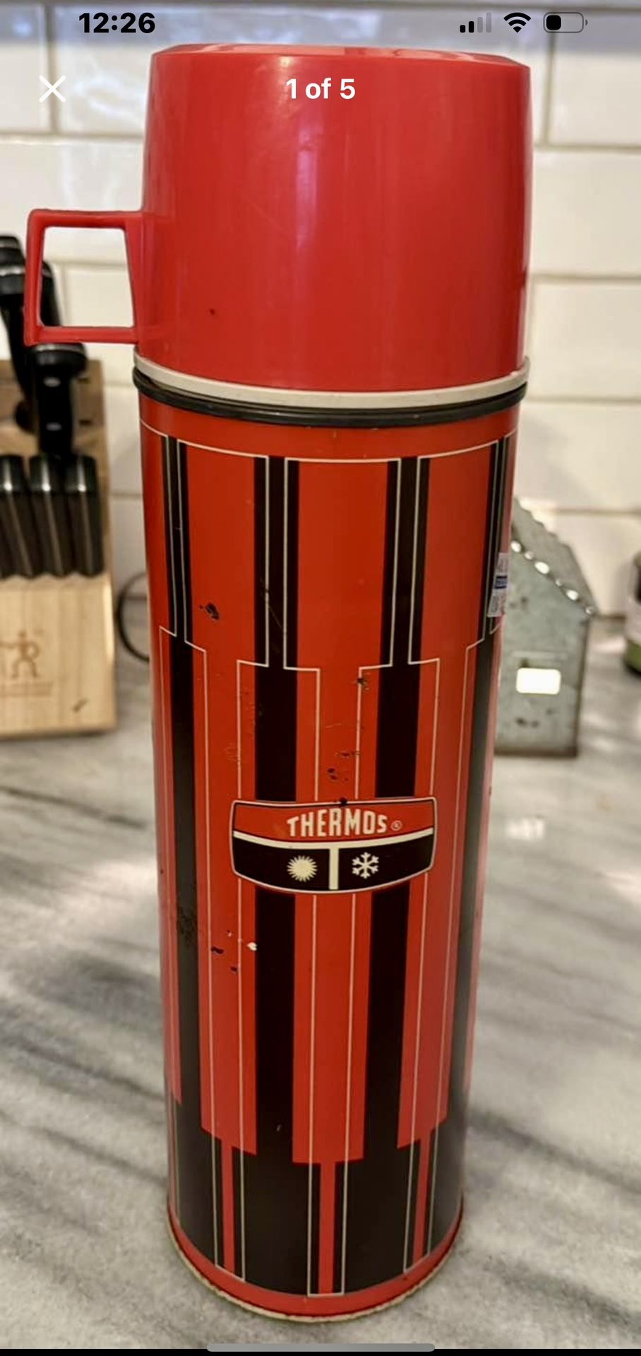 Vintage 1971 Glass Lined Thermos Bottle Quart King Seeley Metal