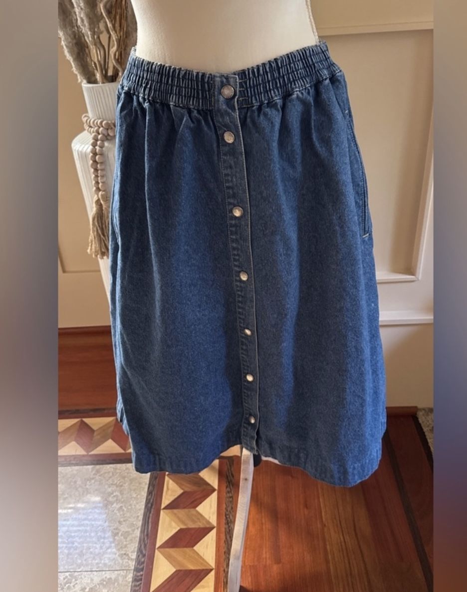 Vintage Liz Claiborne Blue Denim A-Line Skirt