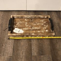 Wood And Metal Tray, New