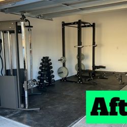 Cable Machine, Power Cage, Weights and Dumbbells