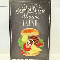VTG HAMBURGER ALWAYS FRESH WHOPPER BURGER RESTAURANT KITCHEN BAR METAL TIN SIGN