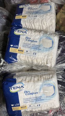 GET 3 packs Tena Adult M (20pk) diapers 60 diapers ! Dry comfort Super absorbent 