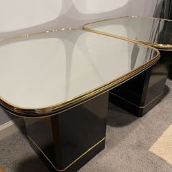 Pair Beautiful Vintage Mirror-top Side Tables 