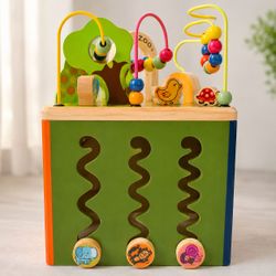 B. Toys Zany Zoo Wooden Activity Cube – Educational Toddler Toy