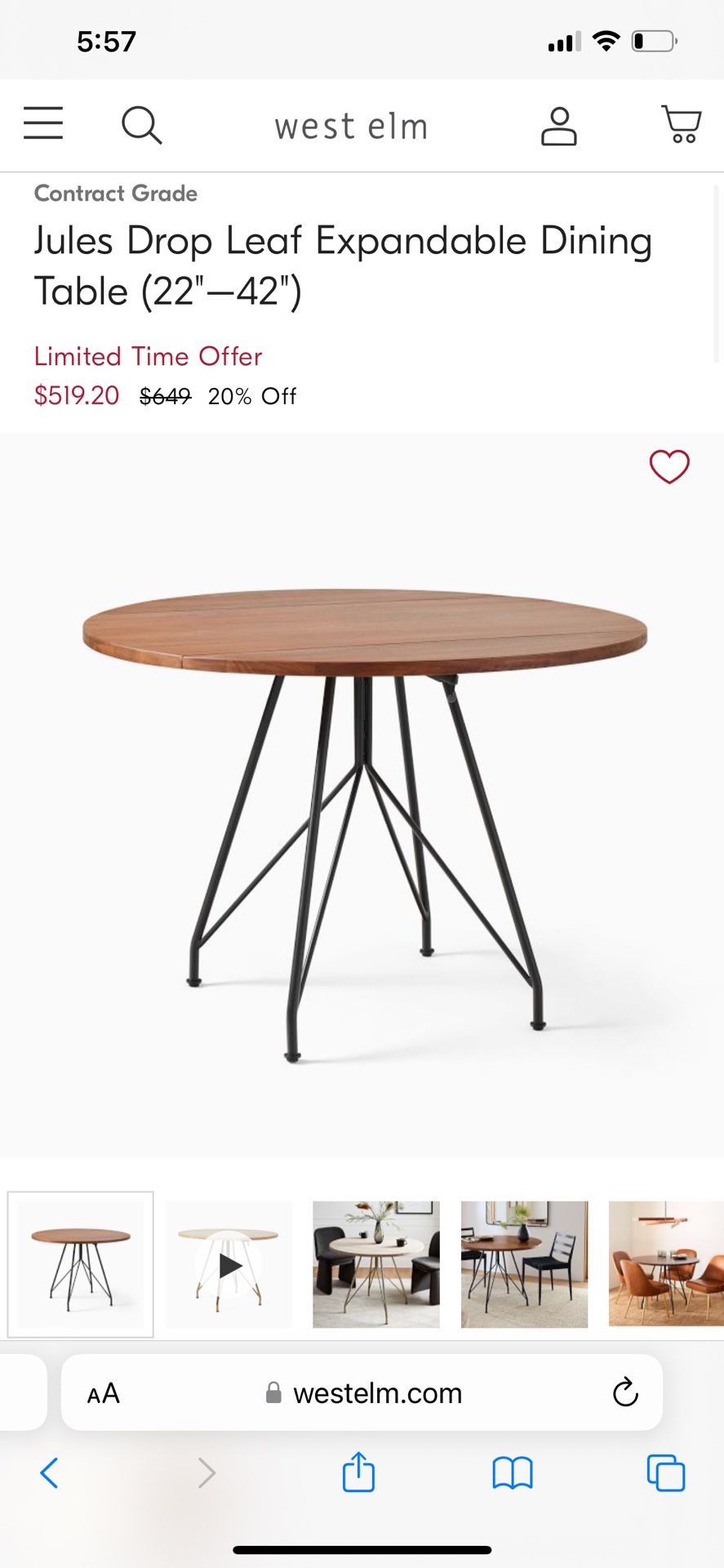 West Elm Dining Table. 