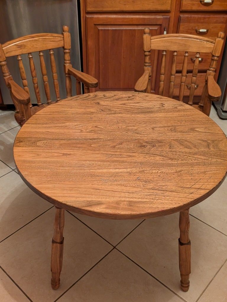 Children's Table - Solid Wood With 2 Matching Chairs