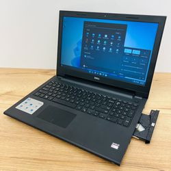 Dell 15.6” laptop / Windows 11 Pro / Camera / CD-DVD / Bluetooth / HDMI / Antivirus / Charger / New battery