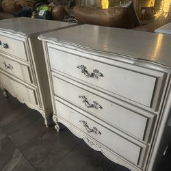 Vintage Off-White Bed Side Table