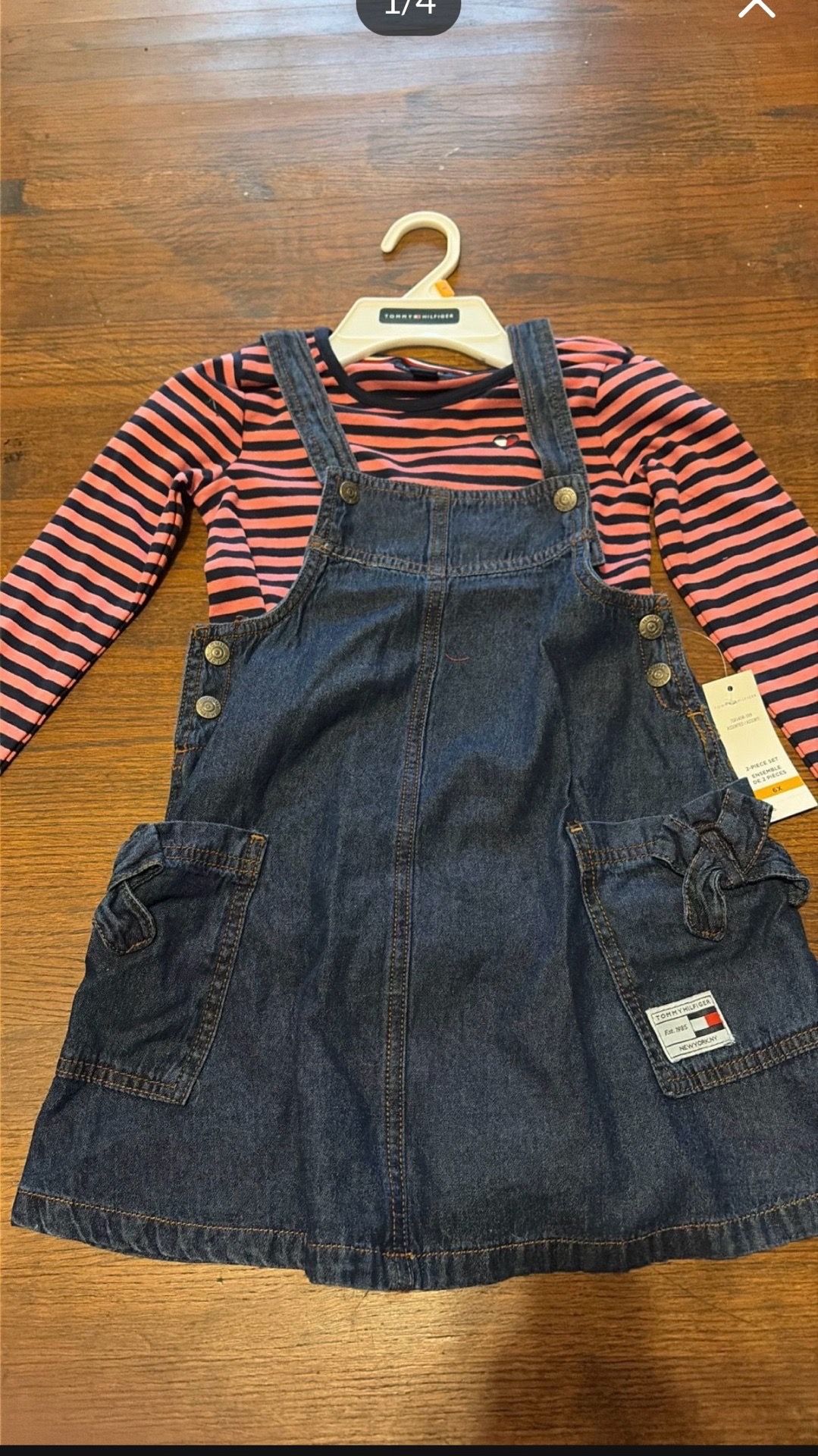 Girls clothes size 6x jean dress set Tommy Hilfiger