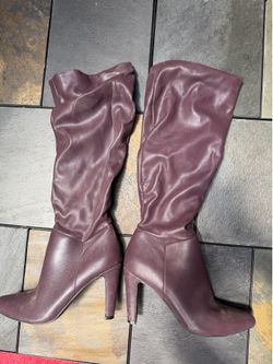 Addiction-61 Burgundy Knee-High Boots Size 7