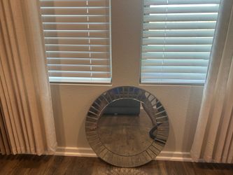 Modern Round Faceted Mirror – Excellent Condition!