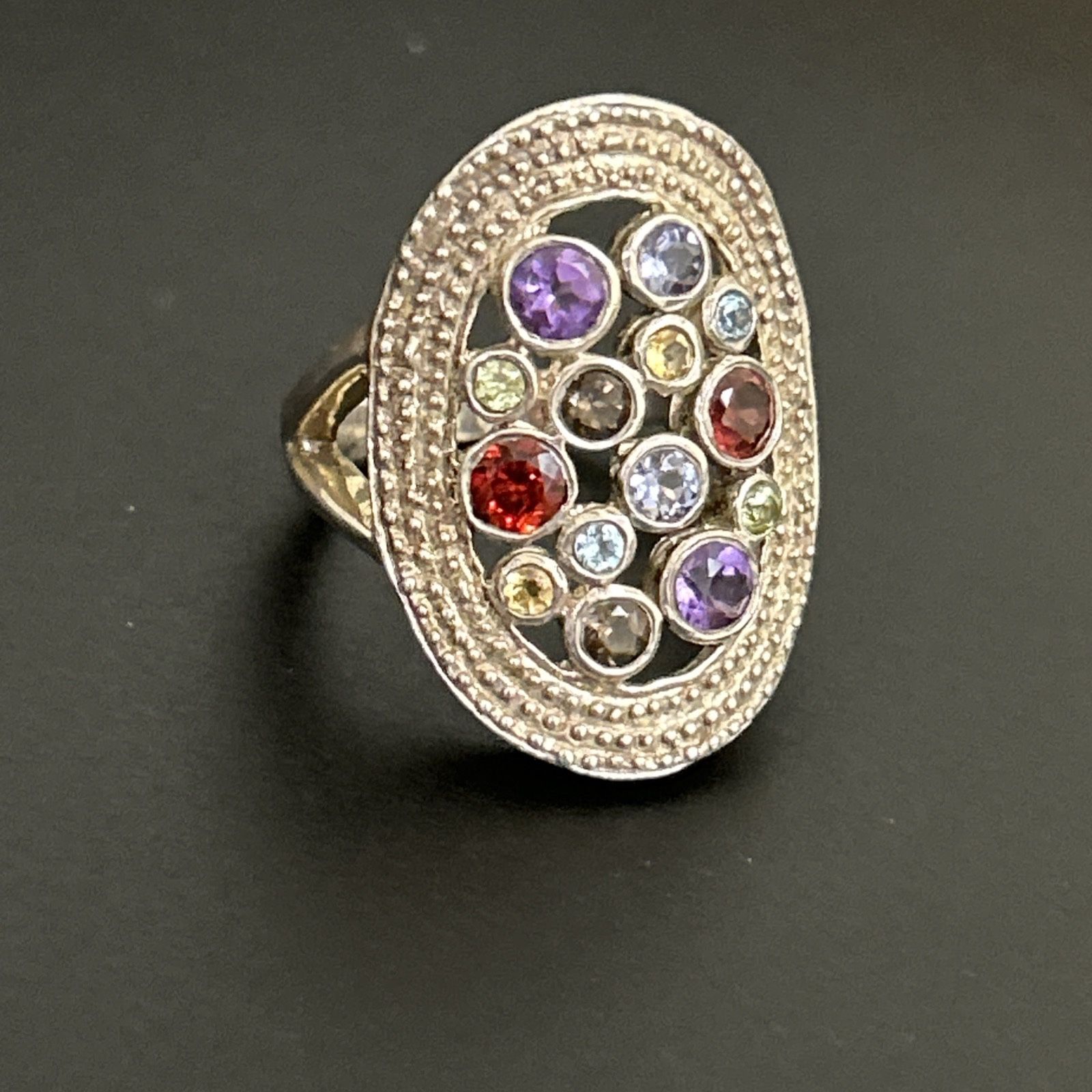 Large Garnet Cluster Designer Cocktail Ring