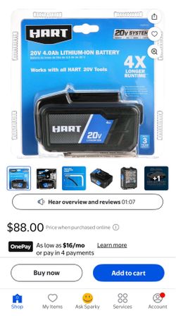 New hart 20 v 4.0 ah lithium-ion battery