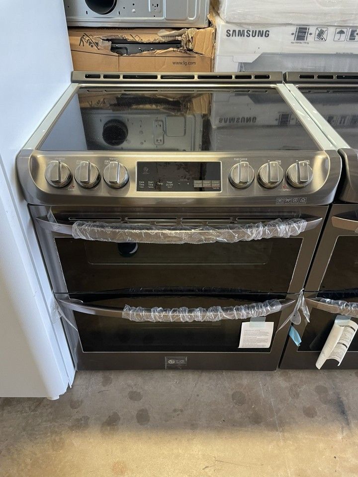 Lg Black Stainless Steel Double Oven Slide In Electric Stove for Sale