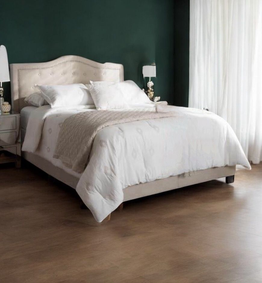 New Full Size Beige Tan Curvaceous Upholstered Bed