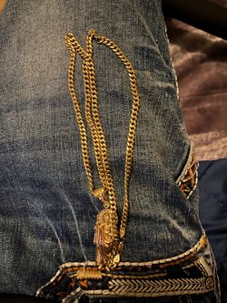 Gold-Tone Cuban Link Chain with Saint Pendant
