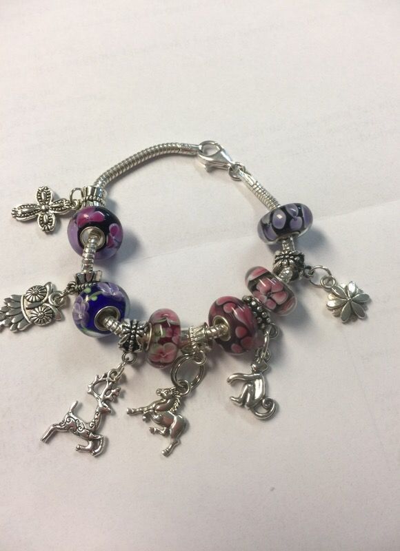 Beautiful bracelet silver with charms