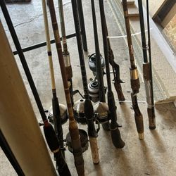 (6) Rod & Reels & (3) Fishing Poles