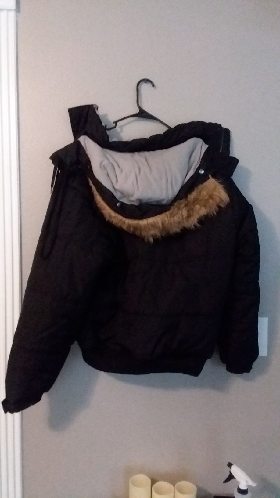 men xl polo jacket with fur lined hoodie