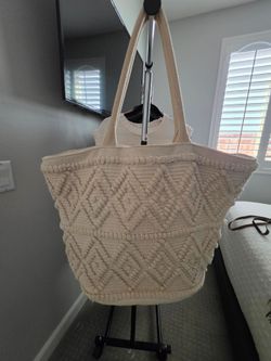 Oversized Woven Cotton Beach Tote
