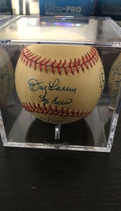 Yogi Berra and Don Larsen signed baseball