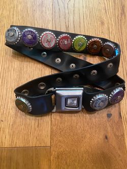 90’s nostalgic belt -Bottle cap, seat belt buckle